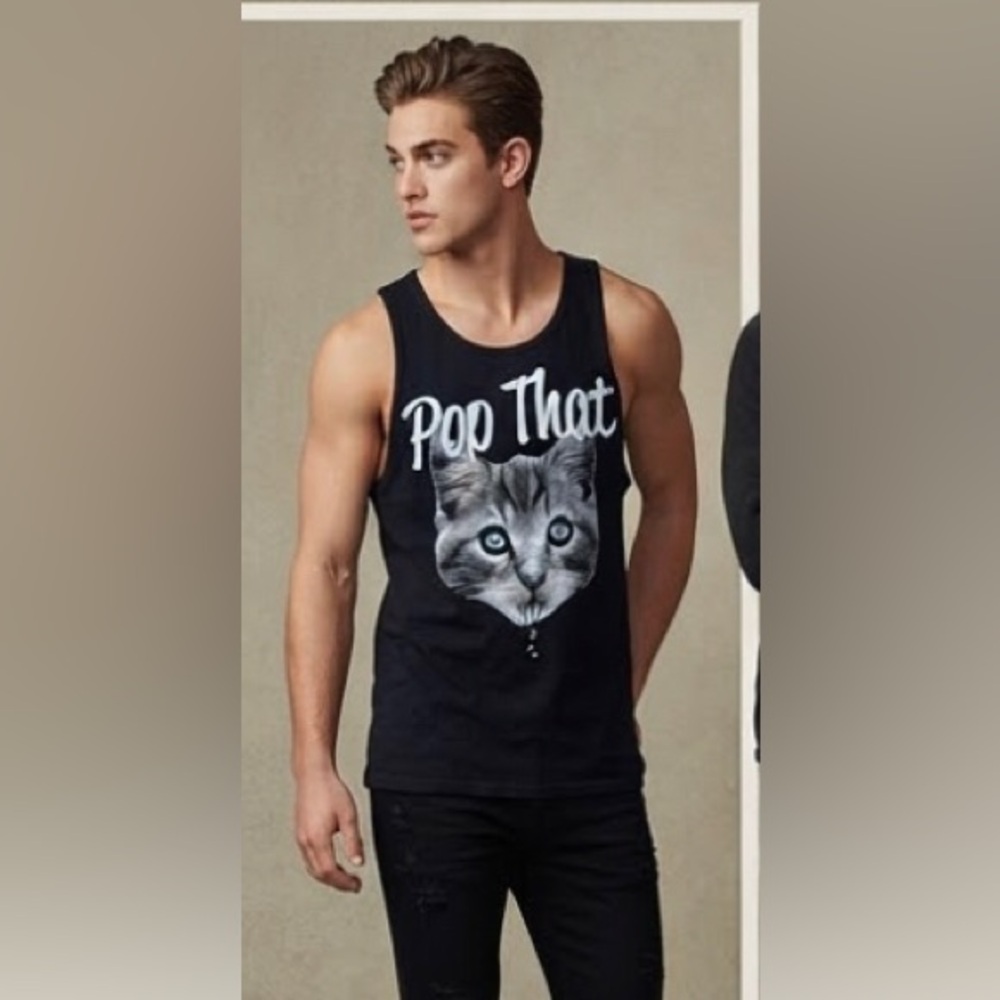 Paper Root Clothing | Trill Bill Graphic black Tank whit cat | size S